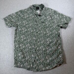 RVCA Men's Floral Print Button Up Shirt Short Sleeve Slim Fit 2XL‎